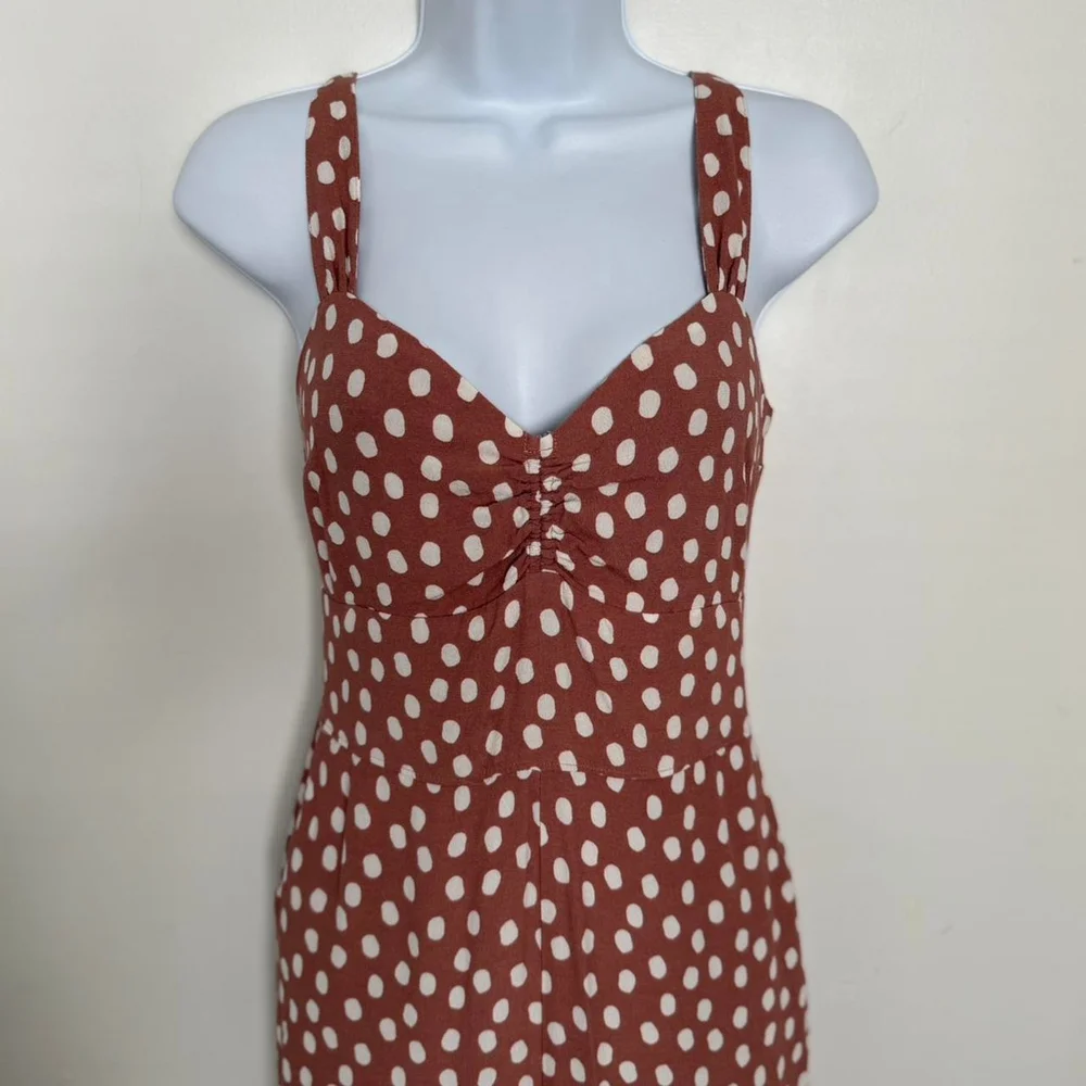 Abercrombie & Fitch Cinched Front Dusty Pink Polka Dot Jumpsuit - Size XS